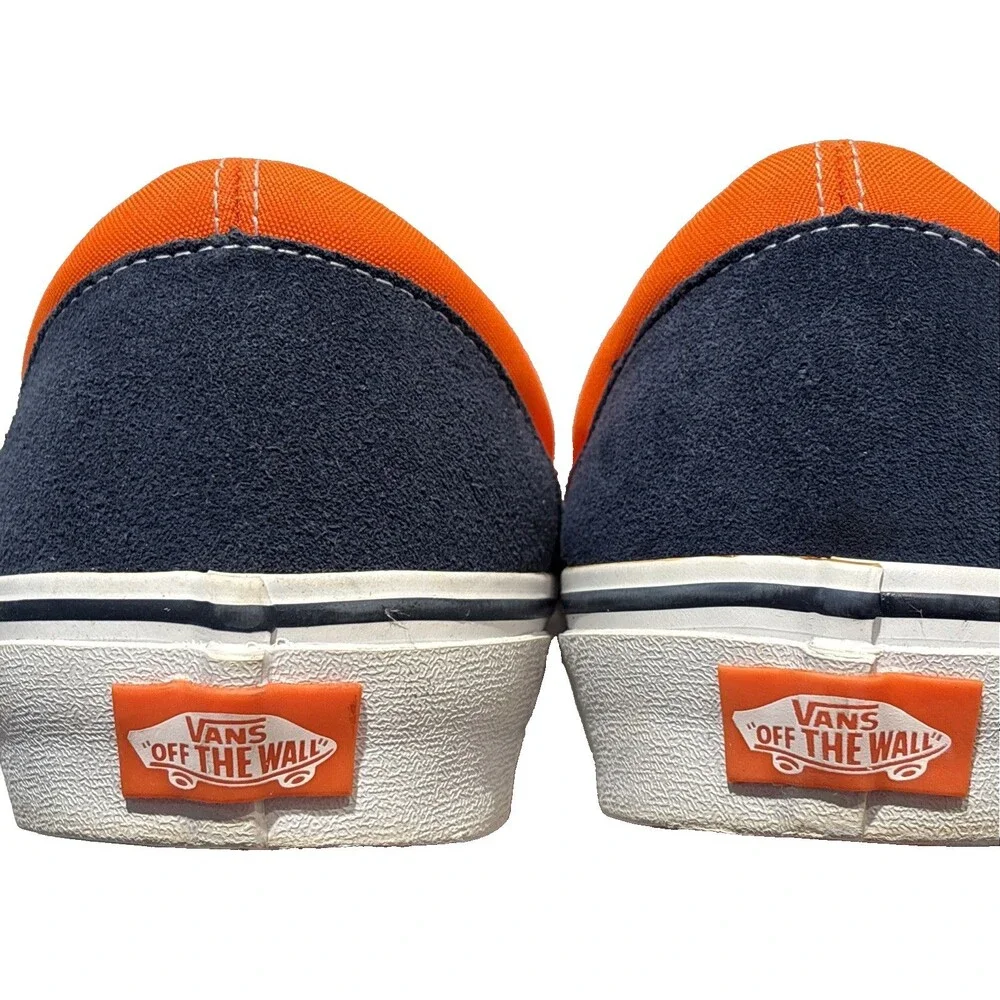 Vans Era NEON ORANGE/DRESS BLUES Suede/Canvas Lace Sneakers Men 10.5 Women 12
